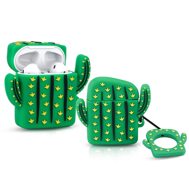 LEWOTE Silicone Case Compatible for Apple Airpods 1&2 Funny Cute Cover [Fruit and Vegetable Series](Cactus) - Image 1